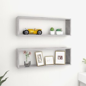 Wandregal 2 Stück betongraues Sperrholz 80x15x26,5cm von vidaXL, Regale und Regale - Ref: Foro24-807118, Preis: 29,98 €, Raba...