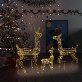Familia de renos de Navidad acrílico 300 LEDs blanco cálido