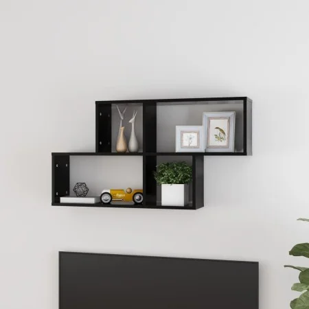 Black plywood wall shelf 100x18x53 cm by vidaXL, Shelves and shelves - Ref: Foro24-807161, Price: 25,25 €, Discount: %