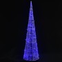 Cono de luz LED de pirámide decorativo acrílico azul 90 cm