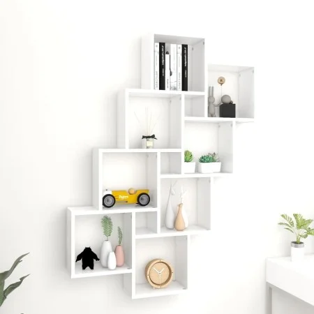 Wandwürfelregal aus weißem Sperrholz, 90 x 15 x 119 cm von vidaXL, Regale und Regale - Ref: Foro24-807178, Preis: 52,44 €, Ra...