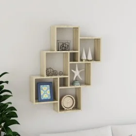 Cube wall shelf Sonoma oak plywood 78x15x93cm by vidaXL, Shelves and shelves - Ref: Foro24-807172, Price: 34,32 €, Discount: %