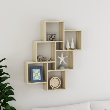 Cube wall shelf Sonoma oak plywood 78x15x93cm by vidaXL, Shelves and shelves - Ref: Foro24-807172, Price: 34,84 €, Discount: %
