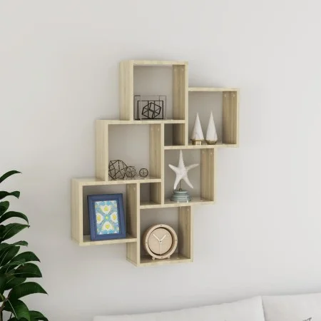 Cube wall shelf Sonoma oak plywood 78x15x93cm by vidaXL, Shelves and shelves - Ref: Foro24-807172, Price: 34,32 €, Discount: %