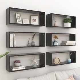 Würfelwandregal 6 Stück schwarzes Sperrholz 60x15x23 cm von vidaXL, Regale und Regale - Ref: Foro24-807138, Preis: 75,98 €, R...