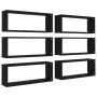 Cube wall shelf 6 pcs black plywood 60x15x23 cm by vidaXL, Shelves and shelves - Ref: Foro24-807138, Price: 70,23 €, Discount: %