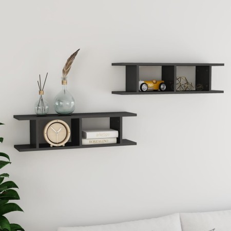 Wandregale 2 Stück glänzend graues Sperrholz 75x18x20 cm von vidaXL, Regale und Regale - Ref: Foro24-807195, Preis: 26,63 €, ...