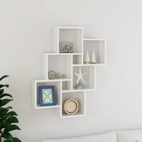 Bright white plywood wall cube shelf 78x15x93cm by vidaXL, Shelves and shelves - Ref: Foro24-807175, Price: 43,14 €, Discount: %