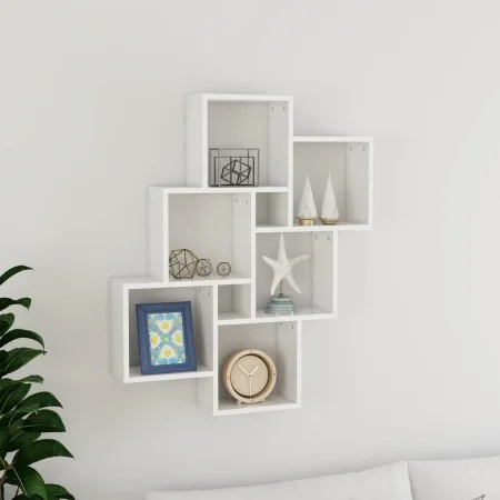 Bright white plywood wall cube shelf 78x15x93cm by vidaXL, Shelves and shelves - Ref: Foro24-807175, Price: 43,75 €, Discount: %