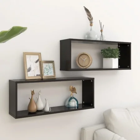 Würfelwandregal 2 Stück schwarzes Sperrholz 60x15x23 cm von vidaXL, Regale und Regale - Ref: Foro24-807136, Preis: 40,99 €, R...