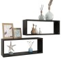 Estante cubo de pared 2 uds contrachapado negro 60x15x23 cm de vidaXL, Estantes y estanterías - Ref: Foro24-807136, Precio: 4...
