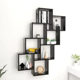 Black plywood cube wall shelf 90x15x119 cm by vidaXL, Shelves and shelves - Ref: Foro24-807179, Price: 44,09 €, Discount: %
