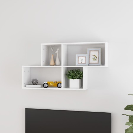 Estante de pared madera contrachapada blanco brillo 100x18x53cm