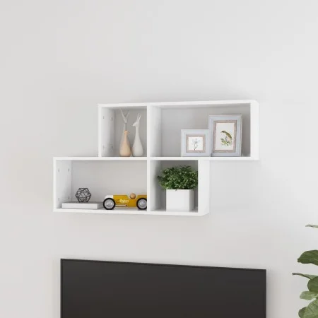 Glossy white plywood wall shelf 100x18x53cm by vidaXL, Shelves and shelves - Ref: Foro24-807166, Price: 38,99 €, Discount: %