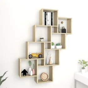 Sonoma oak plywood wall cube shelf 90x15x119 cm by vidaXL, Shelves and shelves - Ref: Foro24-807181, Price: 40,96 €, Discount: %