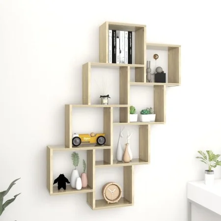 Sonoma oak plywood wall cube shelf 90x15x119 cm by vidaXL, Shelves and shelves - Ref: Foro24-807181, Price: 41,01 €, Discount: %