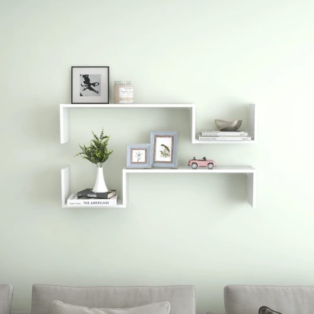 Wandregale 2 Stück glänzend weißes Sperrholz 100x15x20cm von vidaXL, Regale und Regale - Ref: Foro24-807274, Preis: 26,64 €, ...