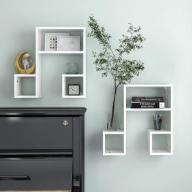 Wandregale 2 Stück glänzend weißes Sperrholz 50x15x50 cm von vidaXL, Regale und Regale - Ref: Foro24-807247, Preis: 24,83 €, ...