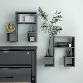 Wandregale 2 Stück glänzend graues Sperrholz 50x15x50cm von vidaXL, Regale und Regale - Ref: Foro24-807249, Preis: 33,66 €, R...