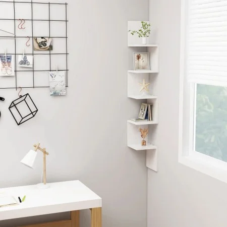 Glossy white plywood wall corner shelf 20x20x127.5cm by vidaXL, Shelves and shelves - Ref: Foro24-807283, Price: 32,28 €, Dis...