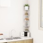 Estante esquina pared contrachapado blanco brillo 20x20x127,5cm