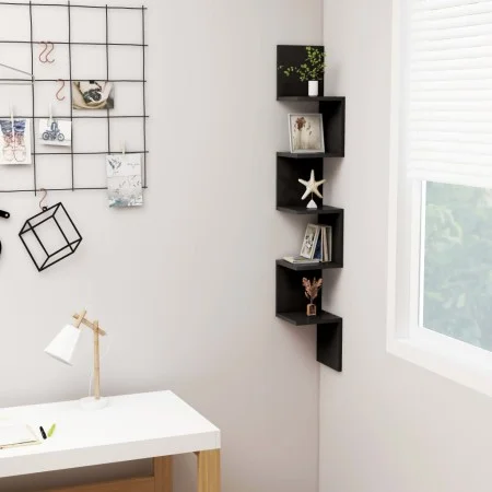 Black plywood corner wall shelf 20x20x127.5 cm by vidaXL, Shelves and shelves - Ref: Foro24-807278, Price: 29,43 €, Discount: %