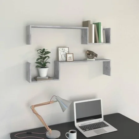 Wall shelves 2 pcs gray engineered wood 100x15x20 cm by vidaXL, Shelves and shelves - Ref: Foro24-807272, Price: 23,35 €, Dis...