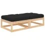 Gartenhocker mit Kissen 2 Stück aus massivem Kiefernholz von vidaXL, Modulare Sofas für den Außenbereich - Ref: Foro24-807291...