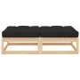 Gartenhocker mit Kissen 2 Stück aus massivem Kiefernholz von vidaXL, Modulare Sofas für den Außenbereich - Ref: Foro24-807291...