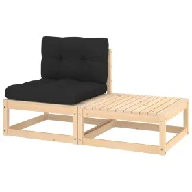 2-piece garden furniture with solid pine wood cushions by vidaXL, Modular outdoor sofas - Ref: Foro24-807295, Price: 80,03 €,...