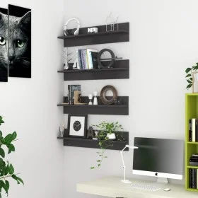 Wall shelf 4 pcs glossy gray plywood 80x11.5x18 cm by vidaXL, Shelves and shelves - Ref: Foro24-807350, Price: 24,60 €, Disco...