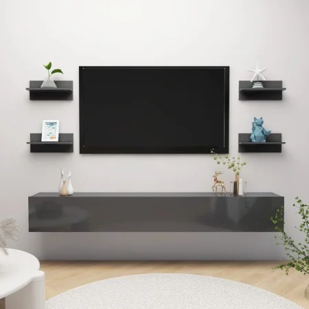 Wall shelves 4 units glossy gray 40x11.5x18 cm by vidaXL, Shelves and shelves - Ref: Foro24-807314, Price: 23,16 €, Discount: %