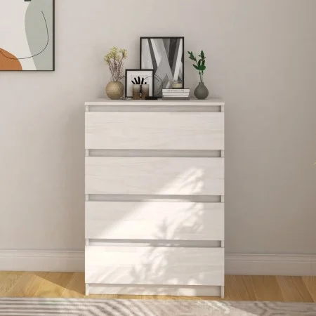 Beistellschrank aus massivem weißem Kiefernholz, 60 x 36 x 84 cm von vidaXL, Sideboards - Ref: Foro24-808104, Preis: 105,50 €...