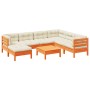 Set de sofás jardín 8 pzas con cojines madera pino marrón cera