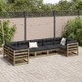 Set de sofás jardín 7 pzas con cojines madera pino impregnada