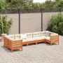 Set de sofás jardín 7 pzas con cojines madera pino marrón cera