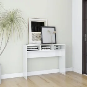 Glossy white engineered wood console table 105x30x80 cm by vidaXL, Side tables - Ref: Foro24-808311, Price: 50,29 €, Discount: %
