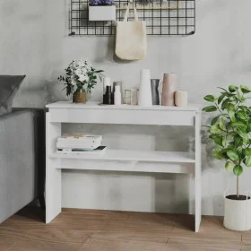Glossy white plywood console table 102x30x80 cm by vidaXL, Side tables - Ref: Foro24-808329, Price: 59,75 €, Discount: %