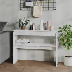 Konsolentisch aus glänzend weißem Sperrholz, 102 x 30 x 80 cm von vidaXL, Seitentische - Ref: Foro24-808329, Preis: 57,74 €, ...