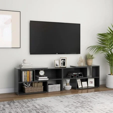 TV stand made of gray plywood 149x30x52 cm by vidaXL, TV Furniture - Ref: Foro24-808361, Price: 66,74 €, Discount: %