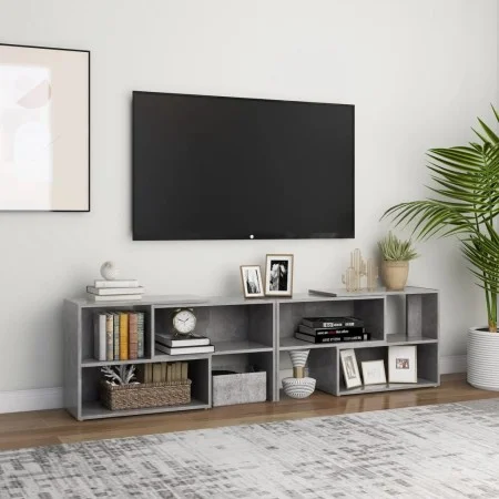 TV stand made of gray concrete plywood 149x30x52 cm by vidaXL, TV Furniture - Ref: Foro24-808363, Price: 81,17 €, Discount: %