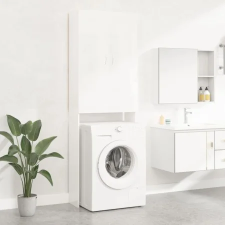 High gloss white washing machine cabinet 64x25.5x190 cm by vidaXL, Accessories for washing machines and dryers - Ref: Foro24-...