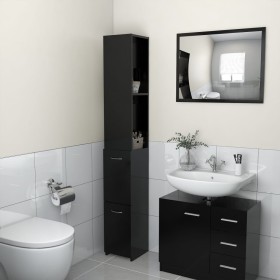 Badezimmerschrank aus schwarzem Sperrholz, 25 x 26,5 x 170 cm von vidaXL, Badezimmermöbel - Ref: Foro24-808432, Preis: 61,38 ...