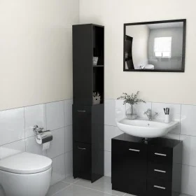 Badezimmerschrank aus schwarzem Sperrholz, 25 x 26,5 x 170 cm von vidaXL, Badezimmermöbel - Ref: Foro24-808432, Preis: 63,73 ...