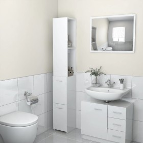 Armario baño madera contrachapada blanco brillo 25x26,5x170 cm