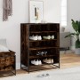 Zapatero de madera y metal roble ahumado 75x38x97,5 cm