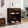 Zapatero de madera y metal roble ahumado 75x38x97,5 cm