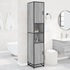 Armario de baño madera y metal gris Sonoma 35x37,5x188,5 cm Armario de baño madera y metal gris Sonoma 35x37,5x188,5 cm