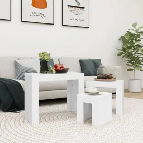 Stapelbare Couchtische 3 Stück aus weißem Sperrholz von vidaXL, Couchtisch - Ref: Foro24-808540, Preis: 54,87 €, Rabatt: %