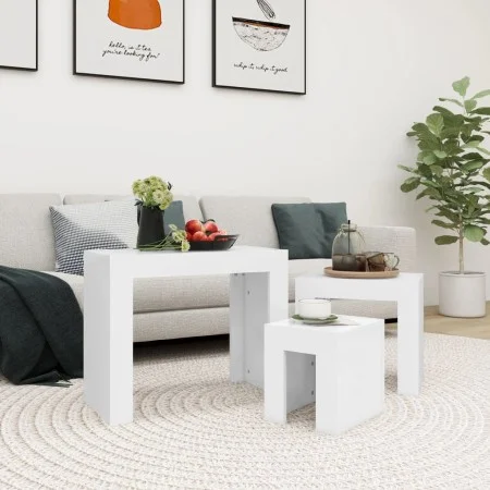 Stapelbare Couchtische 3 Stück aus weißem Sperrholz von vidaXL, Couchtisch - Ref: Foro24-808540, Preis: 54,87 €, Rabatt: %